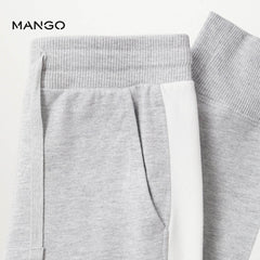 MANGO LIGHT GREY TRIMS COTTON JOGGER TROUSER