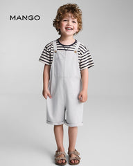 MANGO LIGHT PASTEL GREY COTTON DUNGAREE