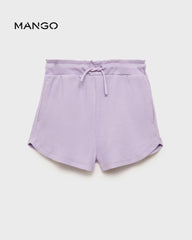 MANGO LIGHT PURPLE ELASTIC WAIST SHORTS