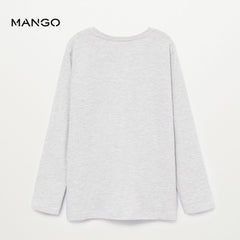 MANGO LION PRINTED LIGHT GREY T-SHIRT