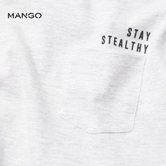 MANGO LION PRINTED LIGHT GREY T-SHIRT