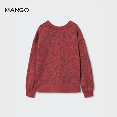 MANGO MAROON OVERALL PRINTED SWEATSHIRT