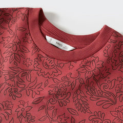 MANGO MAROON OVERALL PRINTED SWEATSHIRT