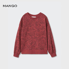 MANGO MAROON OVERALL PRINTED SWEATSHIRT