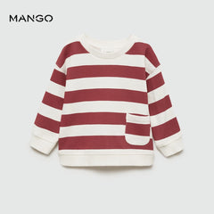 MANGO MAROON STRIPED SWEATSHIRT WITH POCKET 77013288