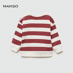 MANGO MAROON STRIPED SWEATSHIRT WITH POCKET 77013288