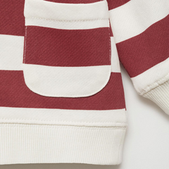 MANGO MAROON STRIPED SWEATSHIRT WITH POCKET 77013288