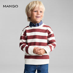MANGO MAROON STRIPED SWEATSHIRT WITH POCKET 77013288