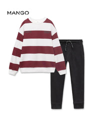 MANGO MAROON STRIPED STREAMING SUCCESS SWEATSHIRT 2 PCS SET