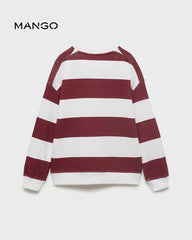 MANGO MAROON STRIPED STREAMING SUCCESS SWEATSHIRT 2 PCS SET