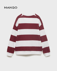 MANGO MAROON STRIPED STREAMING SUCCESS SWEATSHIRT