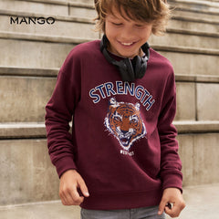 MANGO MAROON TIGER PRINT SWEATSHIRT