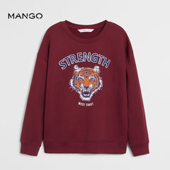 MANGO MAROON TIGER PRINT SWEATSHIRT