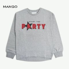 MANGO MEDIM GREY PARTY PRINTED SWEATSHIRT