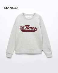 MANGO MEDIUM GREY GOOD TIMES PRINTED SWEATSHIRT WITH TROUSER SET