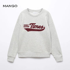 MANGO MEDIUM GREY GOOD TIMES PRINTED SWEATSHIRT 57054007