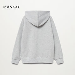 MANGO MEDIUM GREY GOOD VIBES HOODED SWEATSHIRT