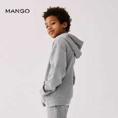 MANGO MEDIUM GREY ORGANIC COTTON ZIPPER HOODIE