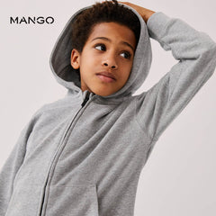MANGO MEDIUM GREY ORGANIC COTTON ZIPPER HOODIE