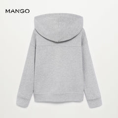MANGO MEDIUM GREY ORGANIC COTTON ZIPPER HOODIE
