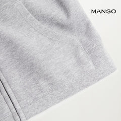 MANGO MEDIUM GREY ORGANIC COTTON ZIPPER HOODIE