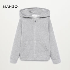 MANGO MEDIUM GREY ORGANIC COTTON ZIPPER HOODIE