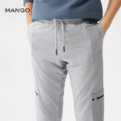 MANGO GREY ZIPPERS COTTON TROUSER 47071277