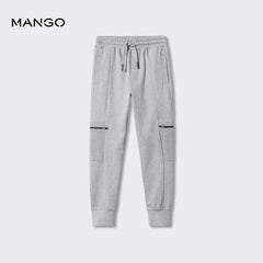 MANGO GREY ZIPPERS COTTON TROUSER 47071277