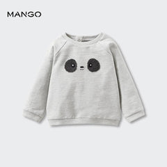 MANGO MEDUIM GREY PANDA TEXTURED SWEATSHIRT