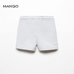 MANGO MINT BLUE ELASTIC WAIST BERMUDA SHORTS 67047917