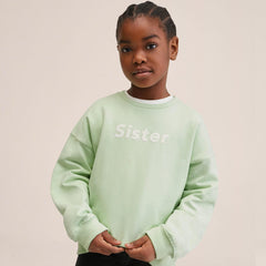 MNG MINT GREEN SISTER MOTIF COTTON BLEND SWEATSHIRT