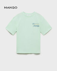 MANGO MINT GREEN TROPICAL PRINT T-SHIRT