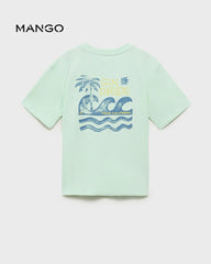 MANGO MINT GREEN TROPICAL PRINT T-SHIRT
