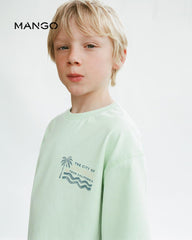 MANGO MINT GREEN TROPICAL PRINT T-SHIRT