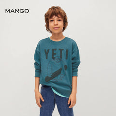 MANGO MINT GREEN YETI PRINT SWEATSHIRT