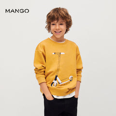 MANGO MUSTARD LET'S GO COTTON BLEND SWEATSHIRT
