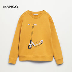 MANGO MUSTARD LET'S GO COTTON BLEND SWEATSHIRT