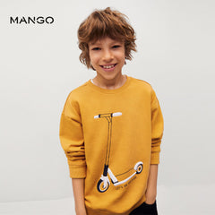 MANGO MUSTARD LET'S GO COTTON BLEND SWEATSHIRT