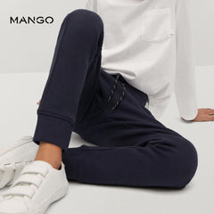 MANGO NAVY BLUE BOYS COTTON JOGGER TROUSER