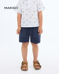 MANGO NAVY BLUE COTTON BERMUDA SHORTS 17091230