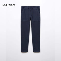 MANGO NAVY BLUE ELASTIC WAIST TROUSER 57054416