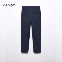 MANGO NAVY BLUE ELASTIC WAIST TROUSER 57054416