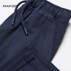 MANGO NAVY BLUE ELASTIC WAIST TROUSER 57054416
