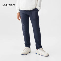 MANGO NAVY BLUE ELASTIC WAIST TROUSER 57054416