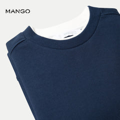 MANGO NAVY BLUE PLAIN ORGANIC COTTON SWEATSHIRT