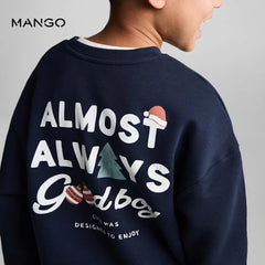 MANGO NAVY GOOD BOY COTTON SWEATSHIRT 77019411
