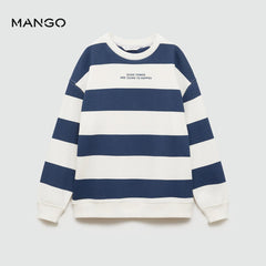 MANGO NAVY GOOD THINGS STRIPED SWEATSHIRT 77042922
