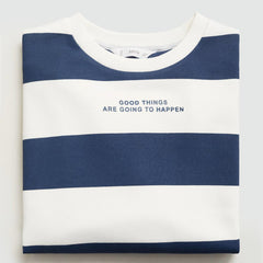 MANGO NAVY GOOD THINGS STRIPED SWEATSHIRT 77042922