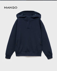 MANGO NAVY INTERLOCKING HOODIE 17024421