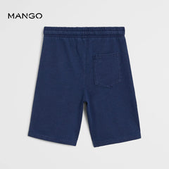 MANGO Navy Blue Jogger Cotton Bermuda Shorts